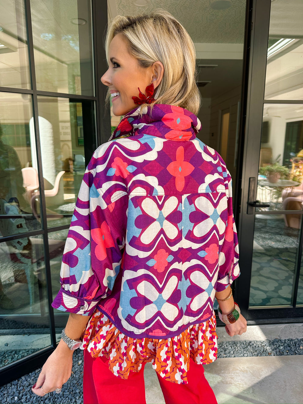 ROOM TO BLOOM BUTTON UP TOP - PLUM