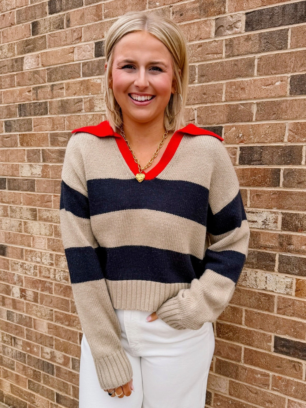 TEAGAN STRIPE COLLAR SWEATER