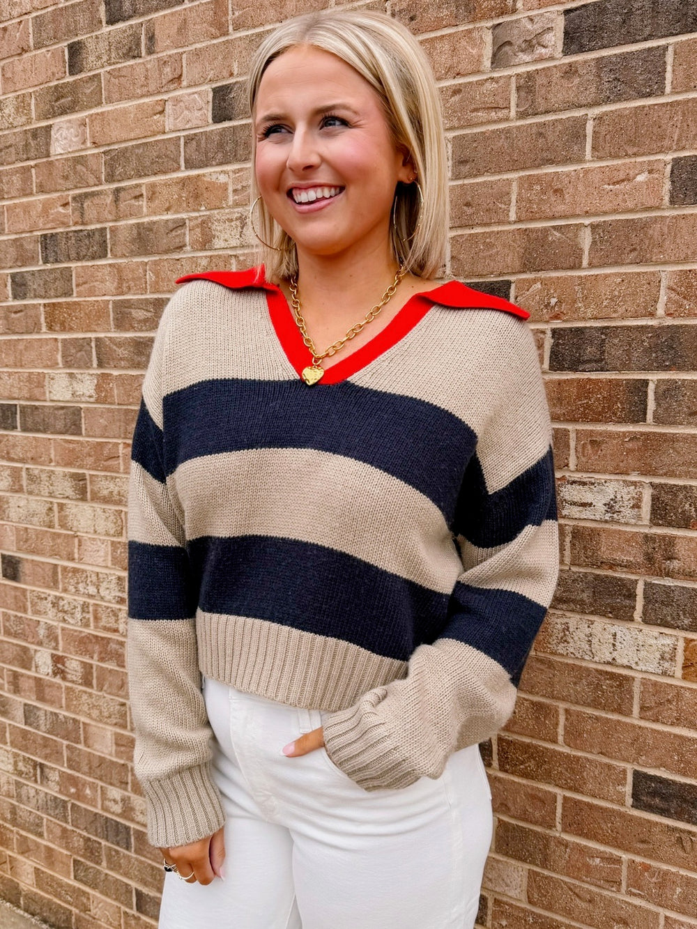 TEAGAN STRIPE COLLAR SWEATER
