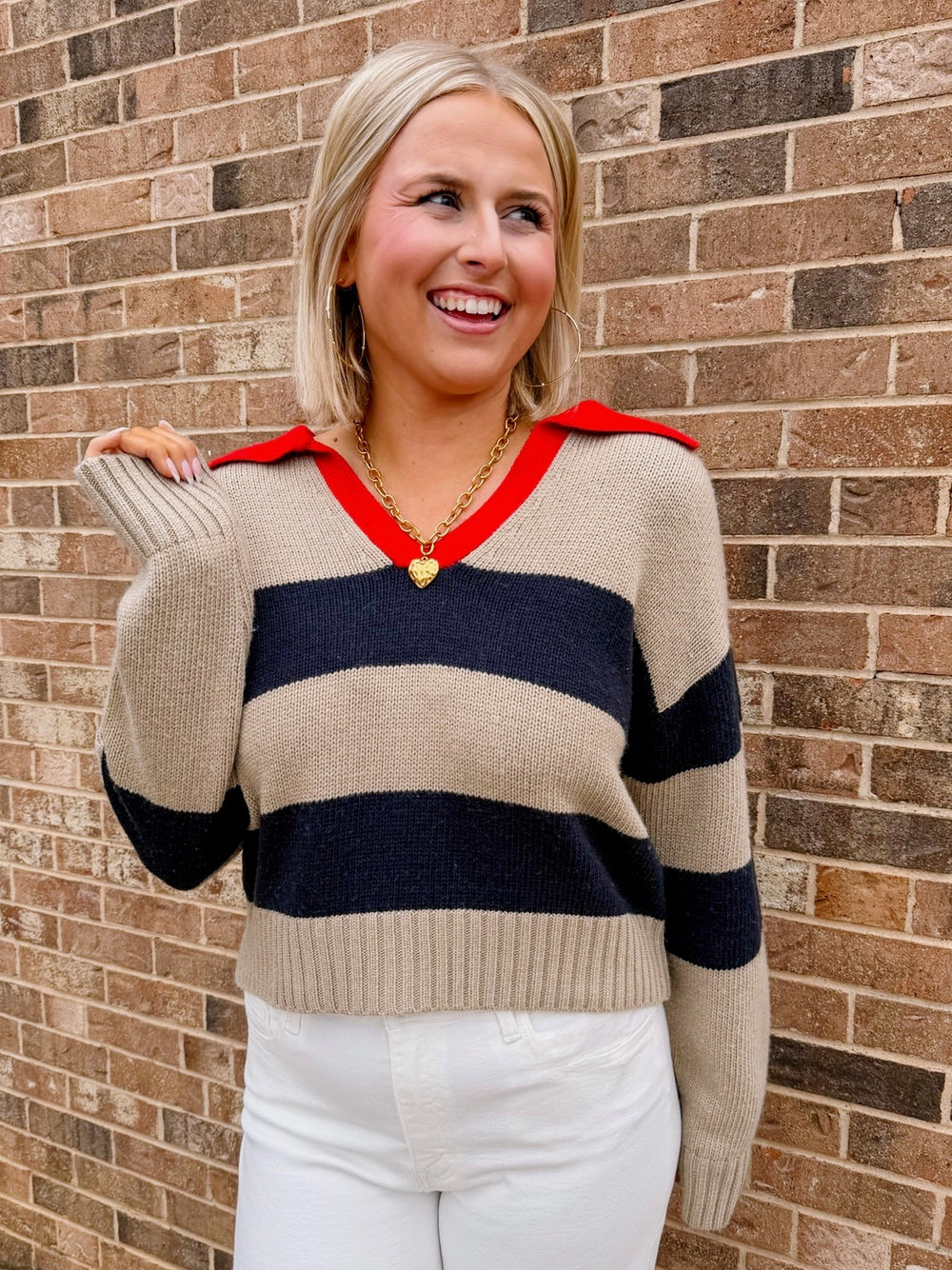 TEAGAN STRIPE COLLAR SWEATER