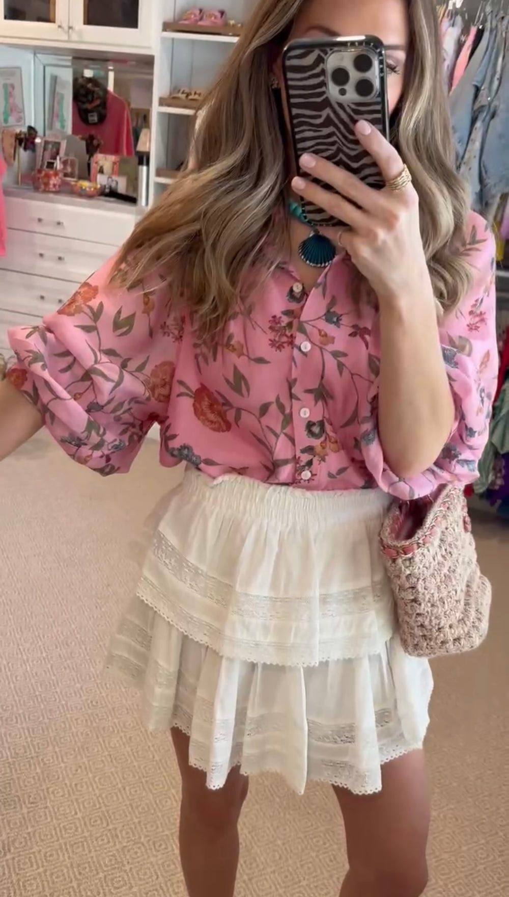 PREORDER BOUTANIQUE BUTTON UP TOP - PINK