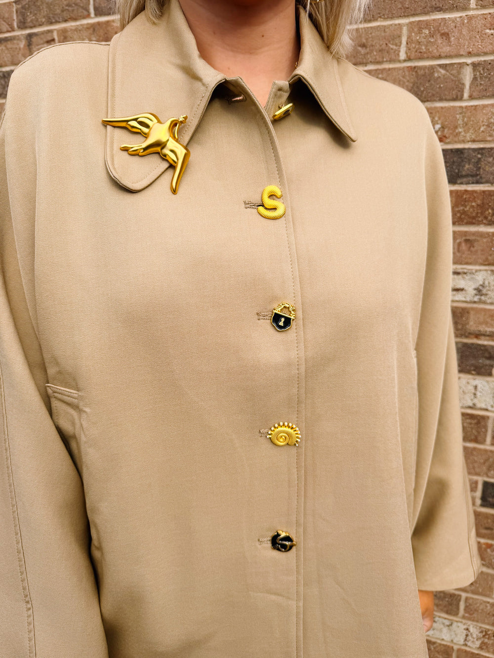 NEW BEGINNINGS BROOCH COLLAR CAPE - KHAKI