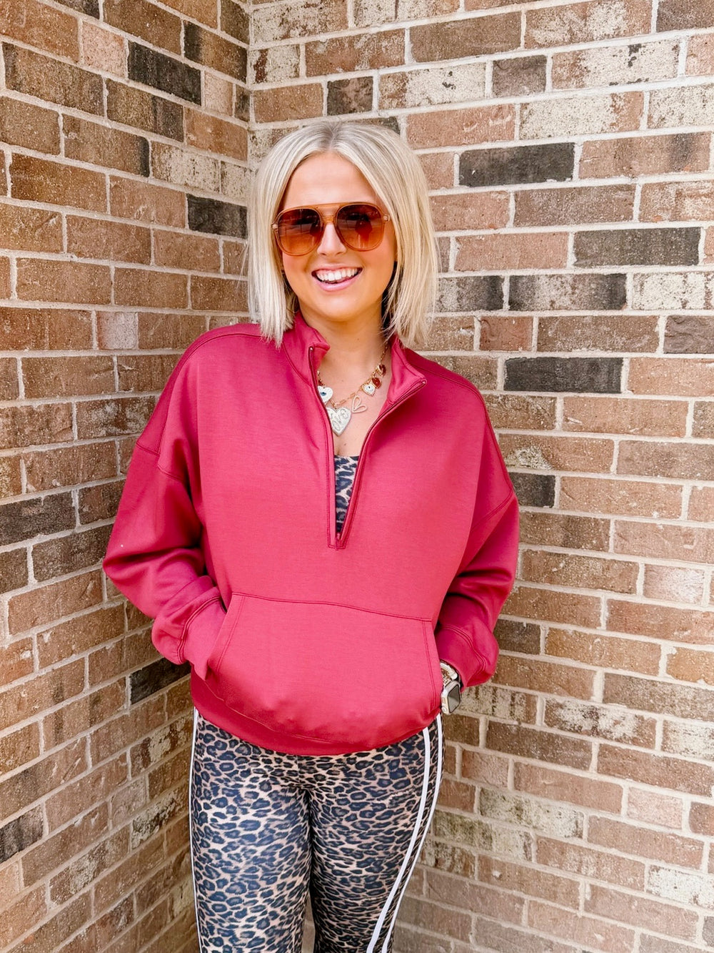 BAILEY QUARTER ZIP PULLOVER SWEATSHIRT - BURGUNDY