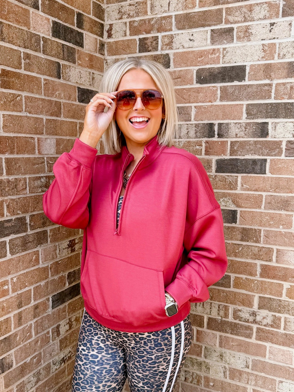 BAILEY QUARTER ZIP PULLOVER SWEATSHIRT - BURGUNDY