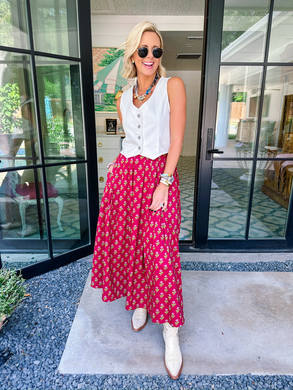 THE FLEUR MIDI SKIRT - BURGUNDY