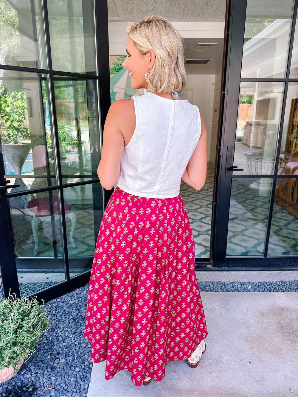 THE FLEUR MIDI SKIRT - BURGUNDY
