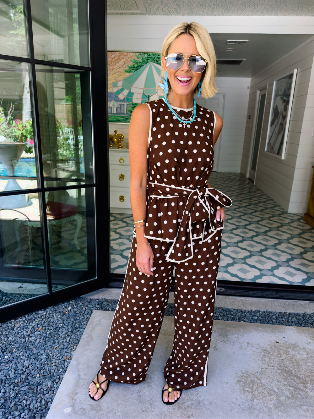 DOT ABOUT IT PANT SET - BROWN