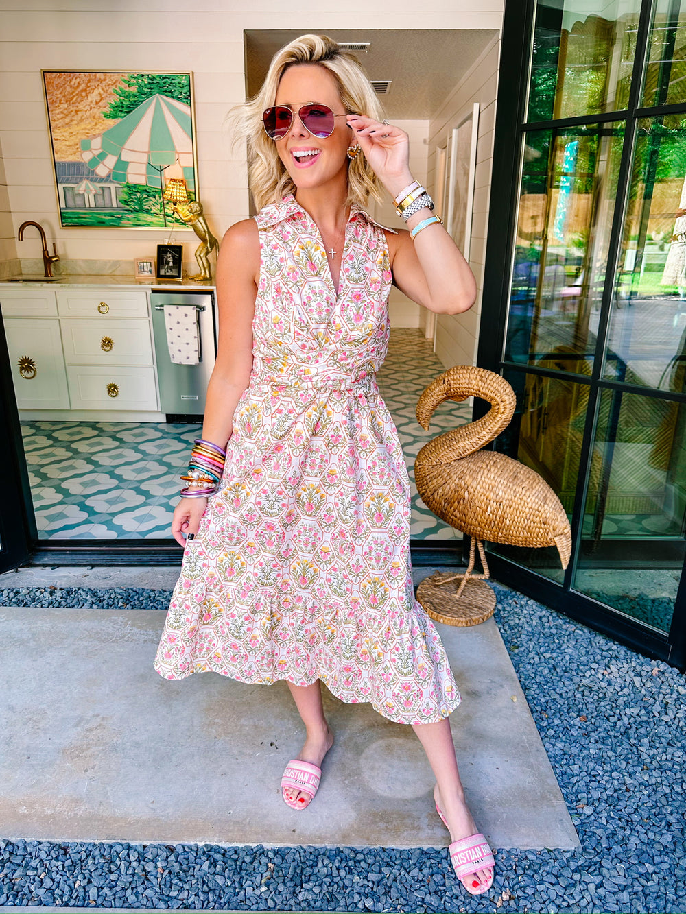 MARIGOLD TERRARIUM TIE MIDI DRESS