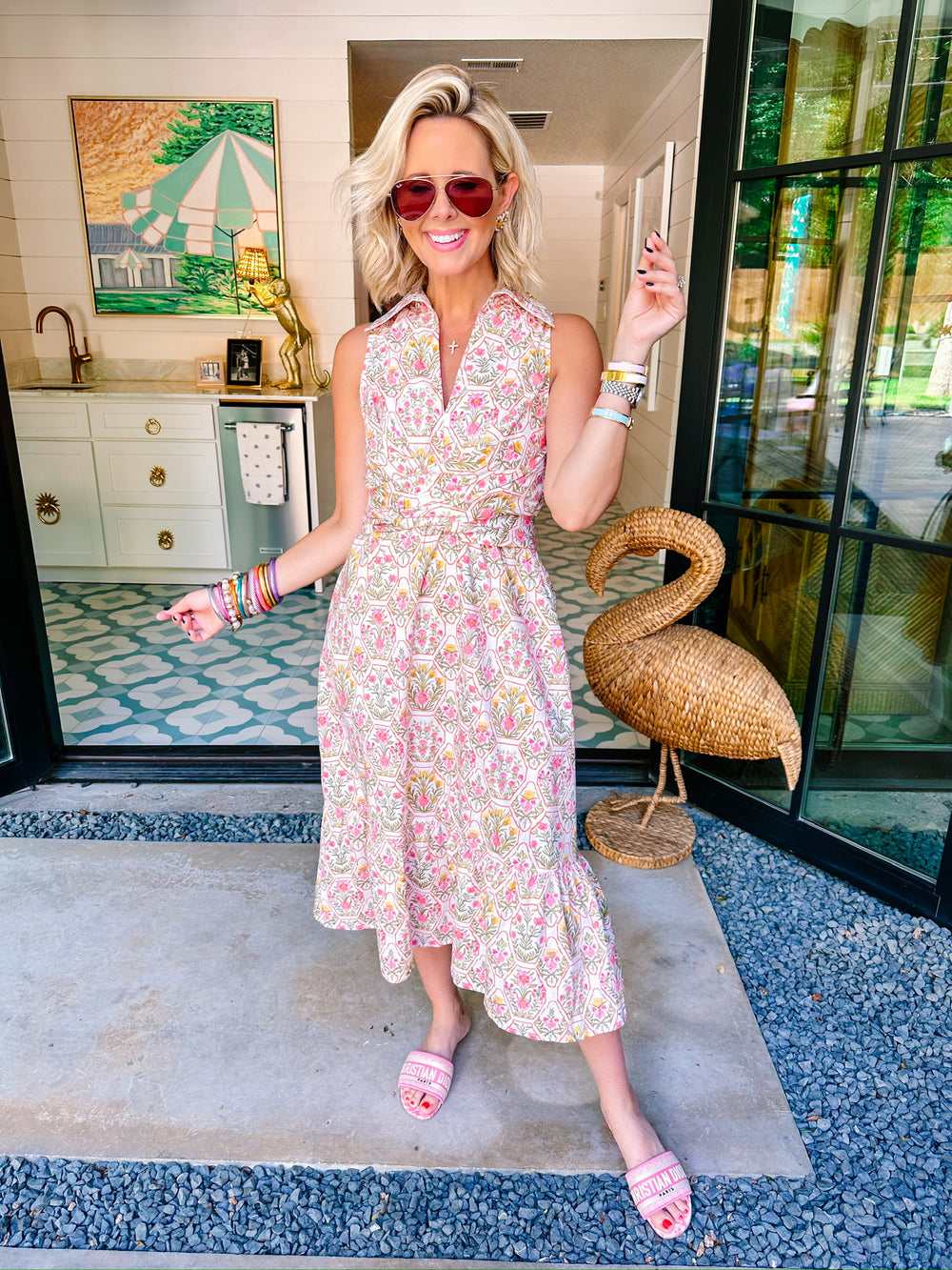 MARIGOLD TERRARIUM TIE MIDI DRESS