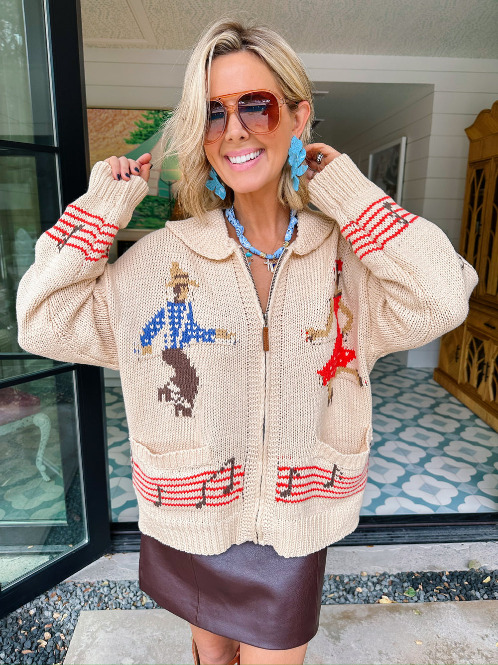 DANCE ALONG ZIP UP SWEATER CARDIGAN - CREAM