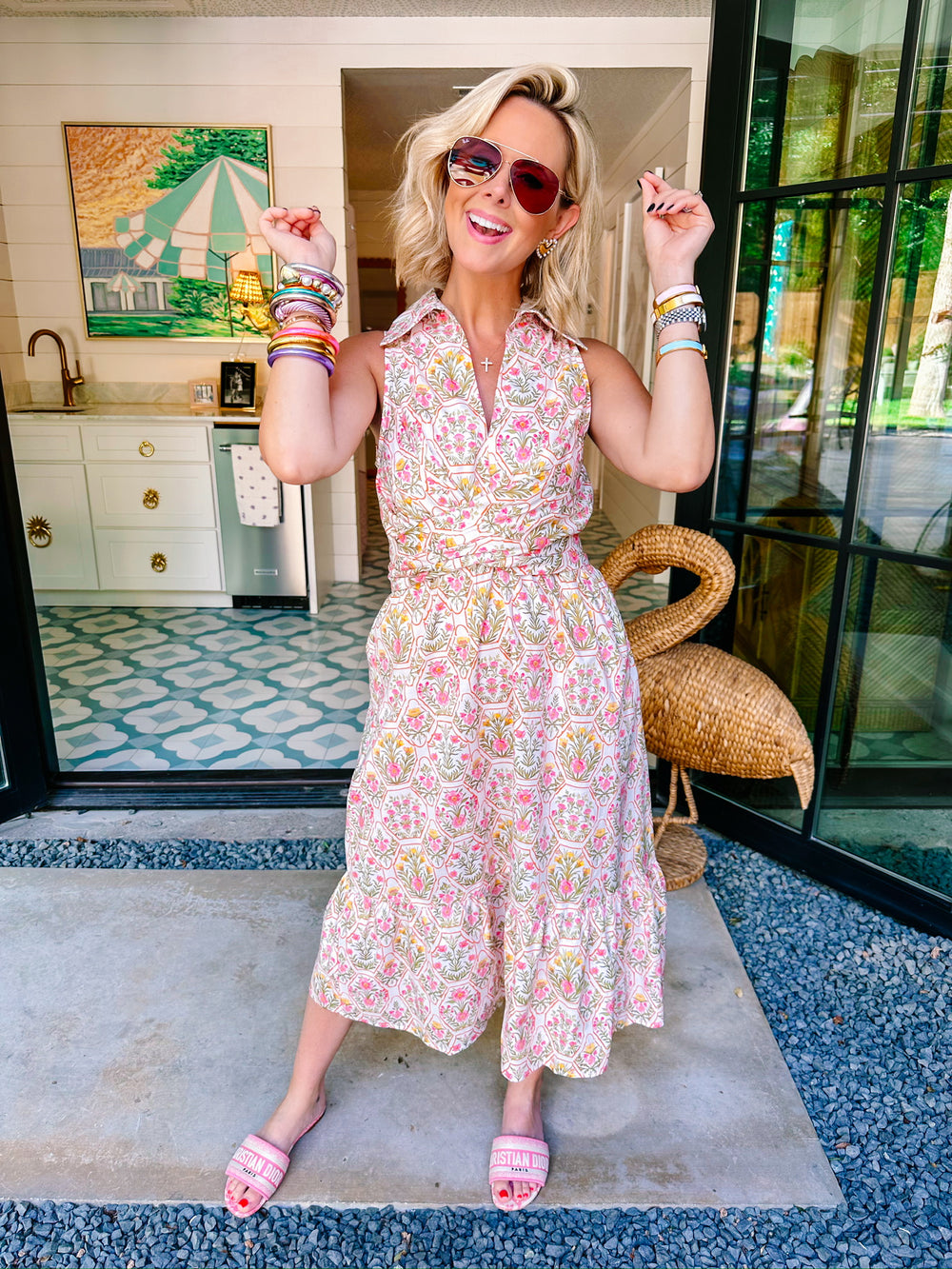 MARIGOLD TERRARIUM TIE MIDI DRESS