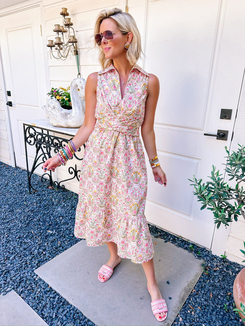 MARIGOLD TERRARIUM TIE MIDI DRESS