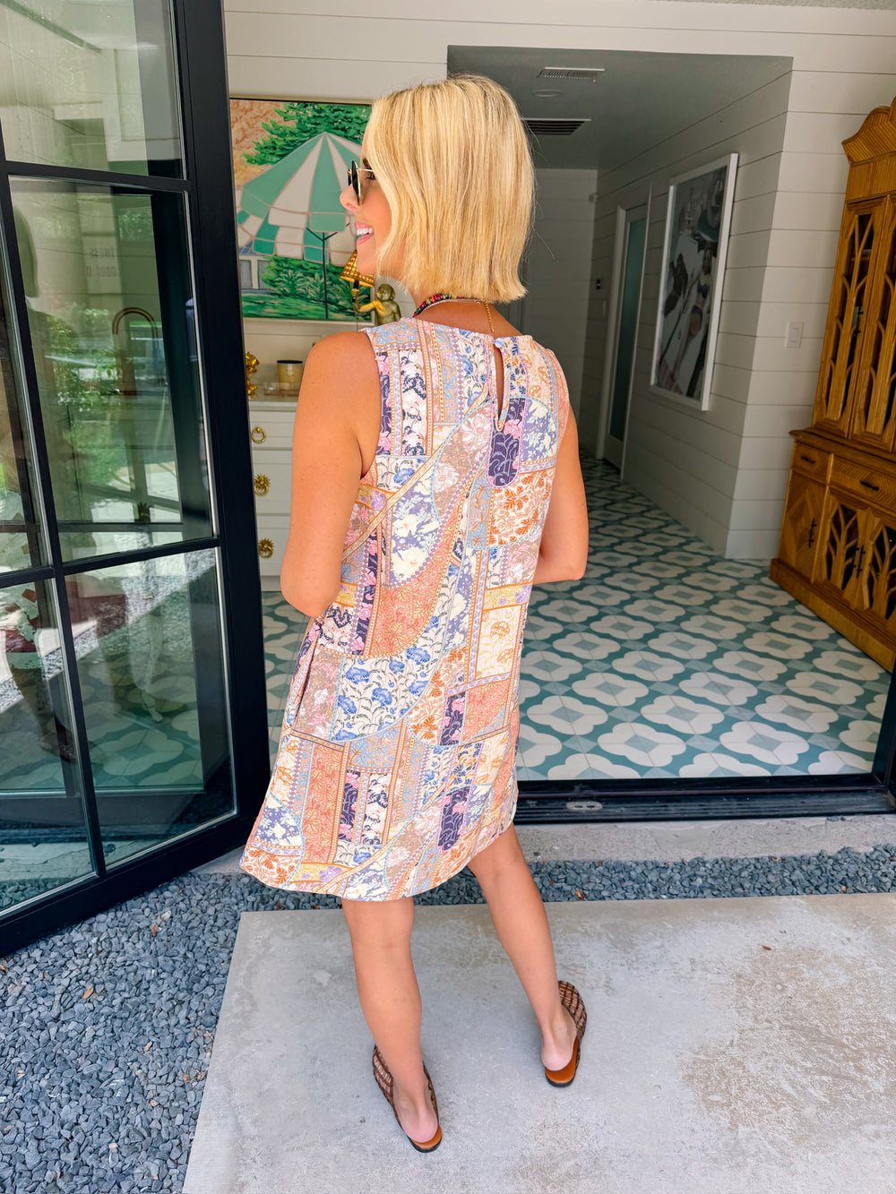 TELL A STORY FLORAL PATCHWORK DRESS