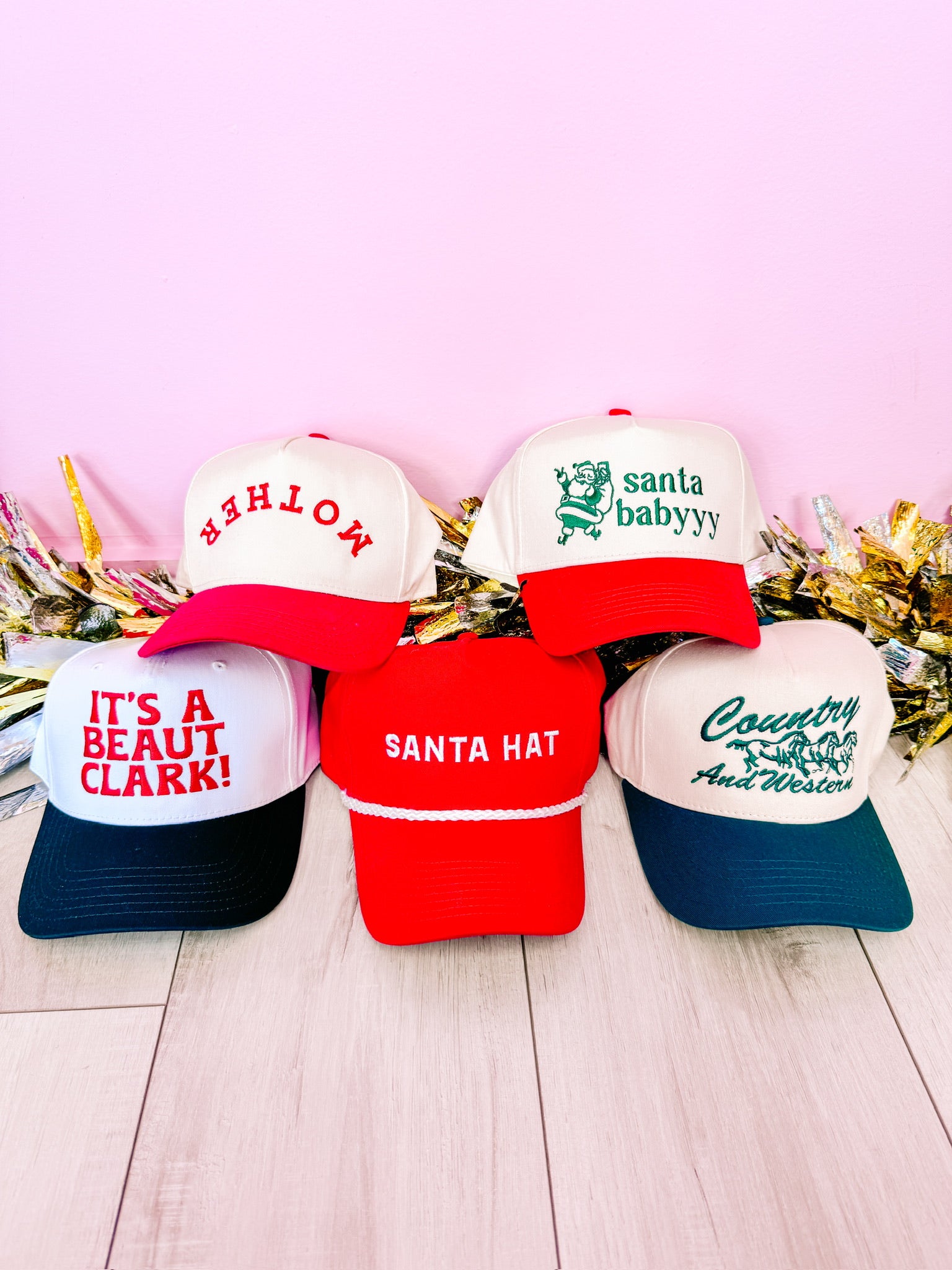 SANTA HAT ROPE TRUCKER HAT - RED