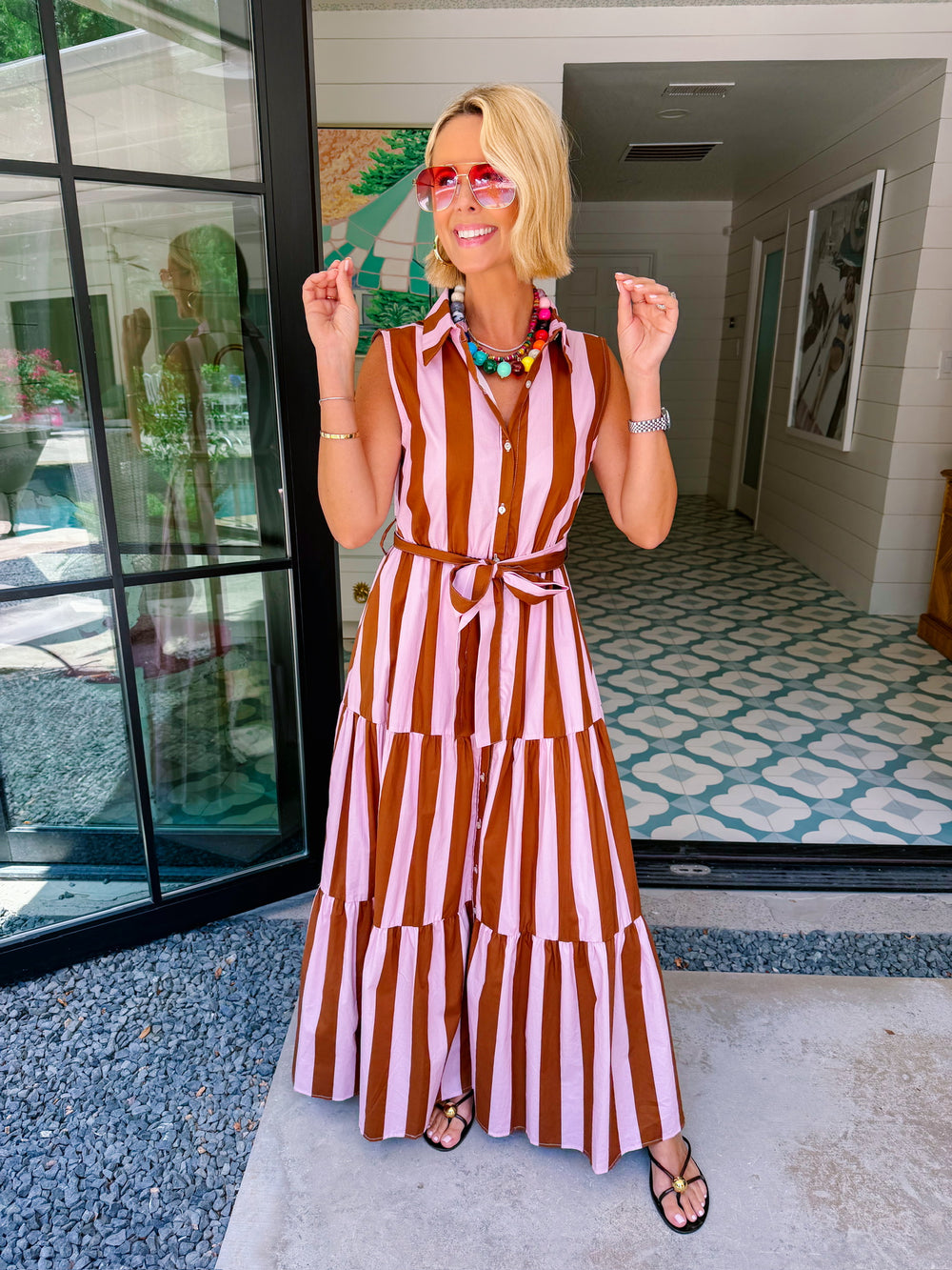 SHE KNOWS BEST STRIPE MIDI DRESS