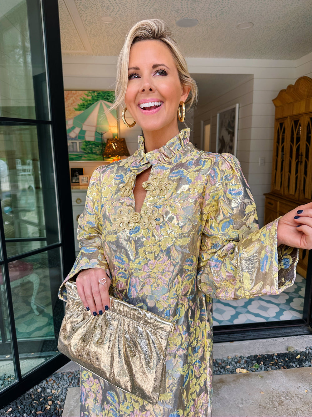 FLEUR DE JOUR JACQUARD MIDI DRESS - YELLOW