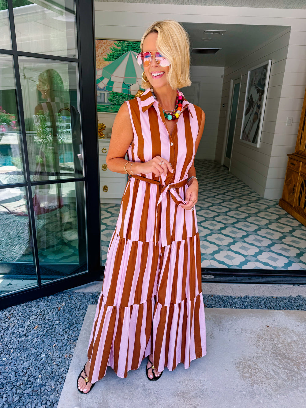 SHE KNOWS BEST STRIPE MIDI DRESS