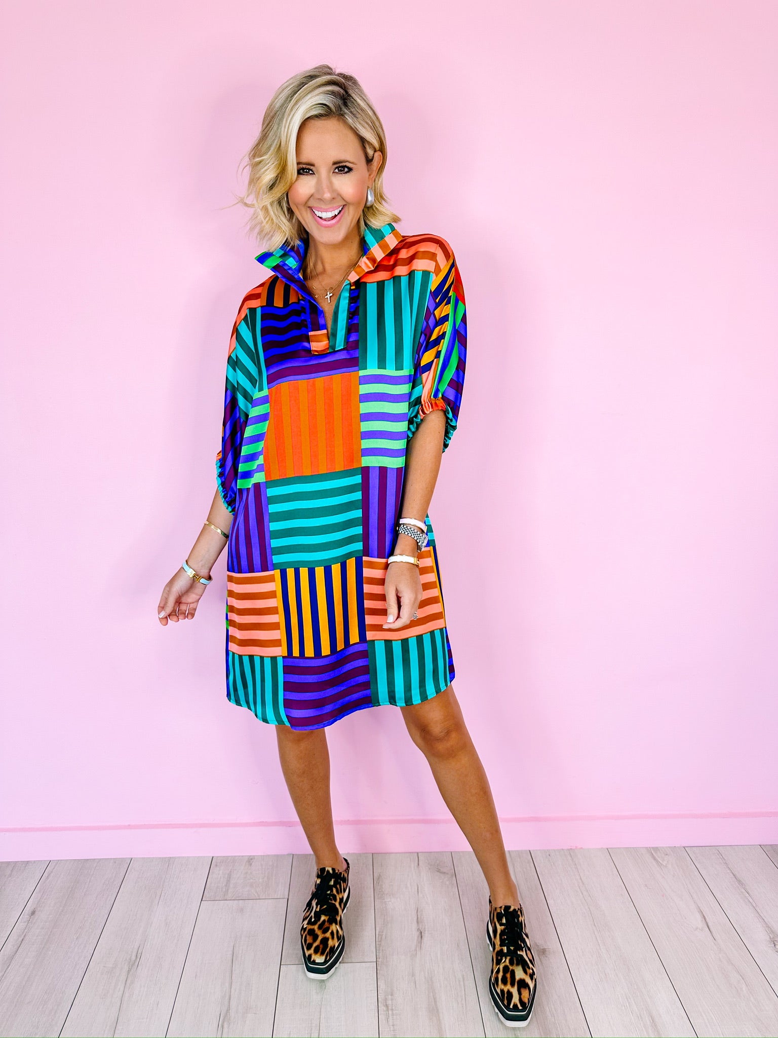 CHARLOTTE COLORBLOCK STRIPE DRESS