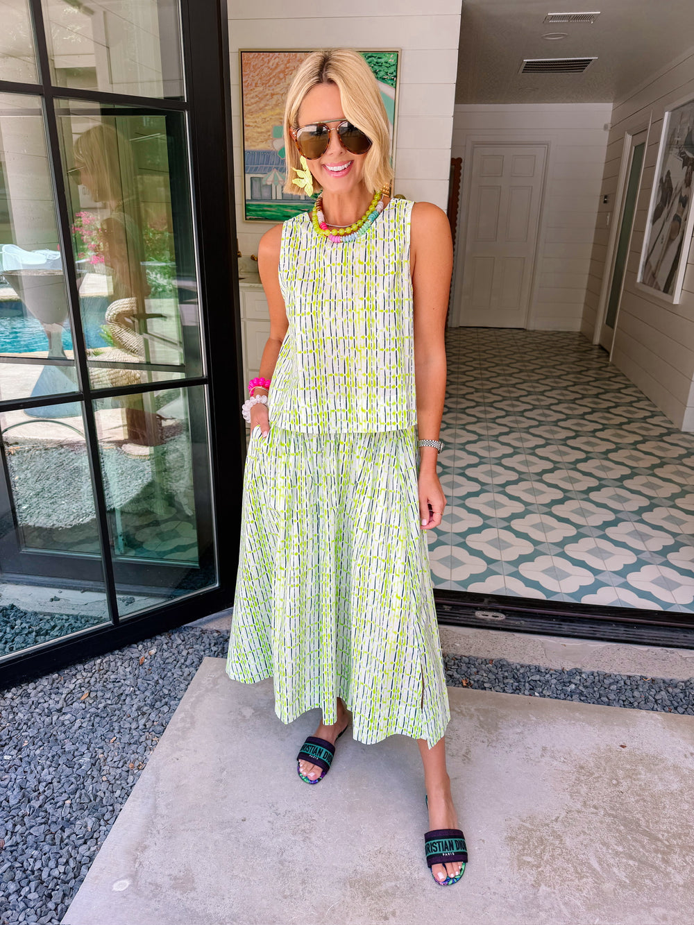 IN THE LIME LIGHT MIDI SKIRT SET - GREEN