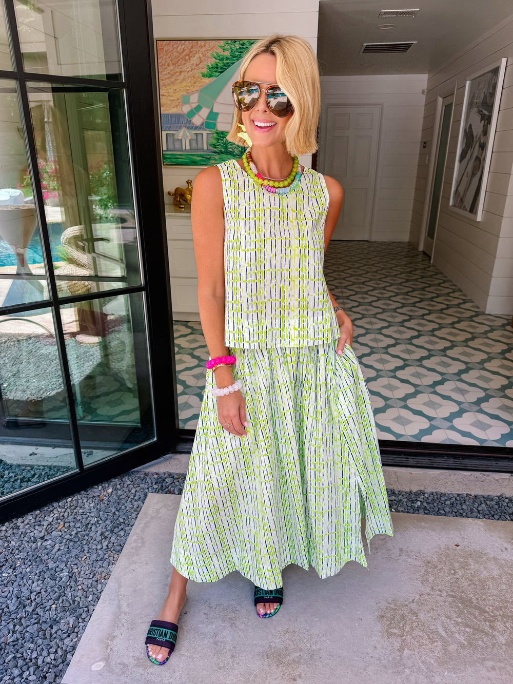 IN THE LIME LIGHT MIDI SKIRT SET - GREEN
