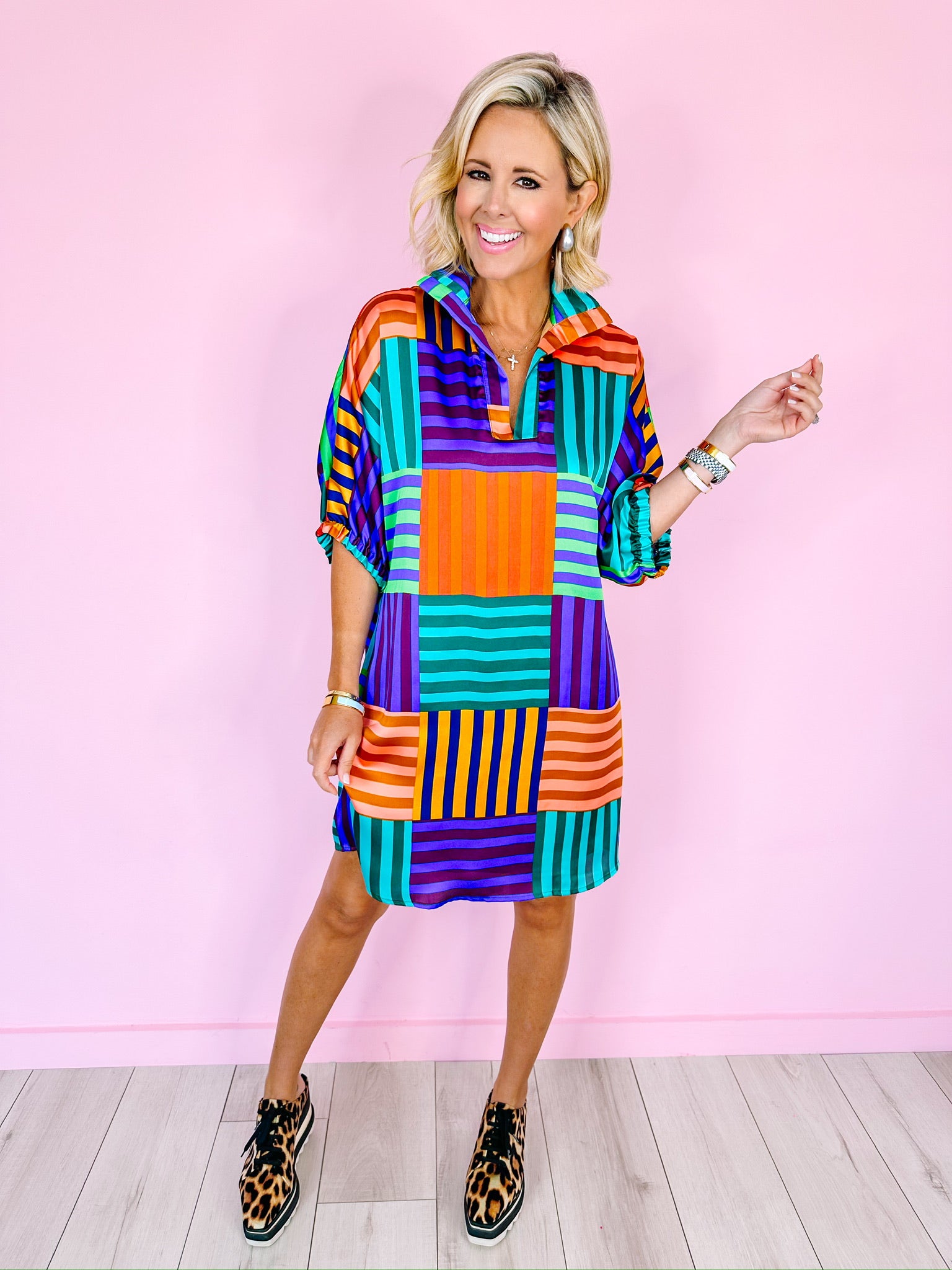 CHARLOTTE COLORBLOCK STRIPE DRESS