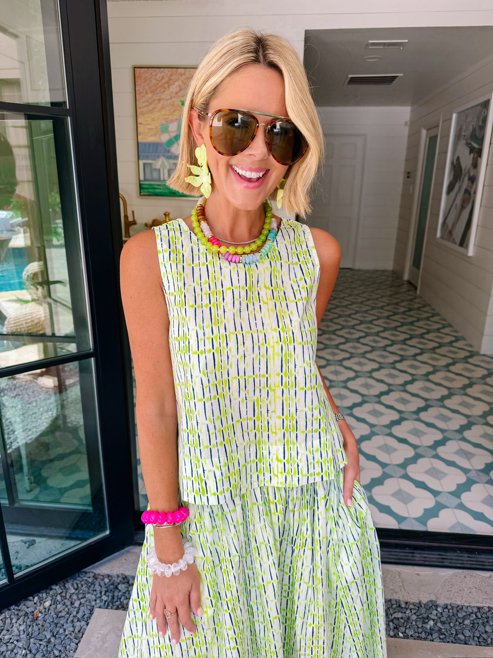 IN THE LIME LIGHT MIDI SKIRT SET - GREEN