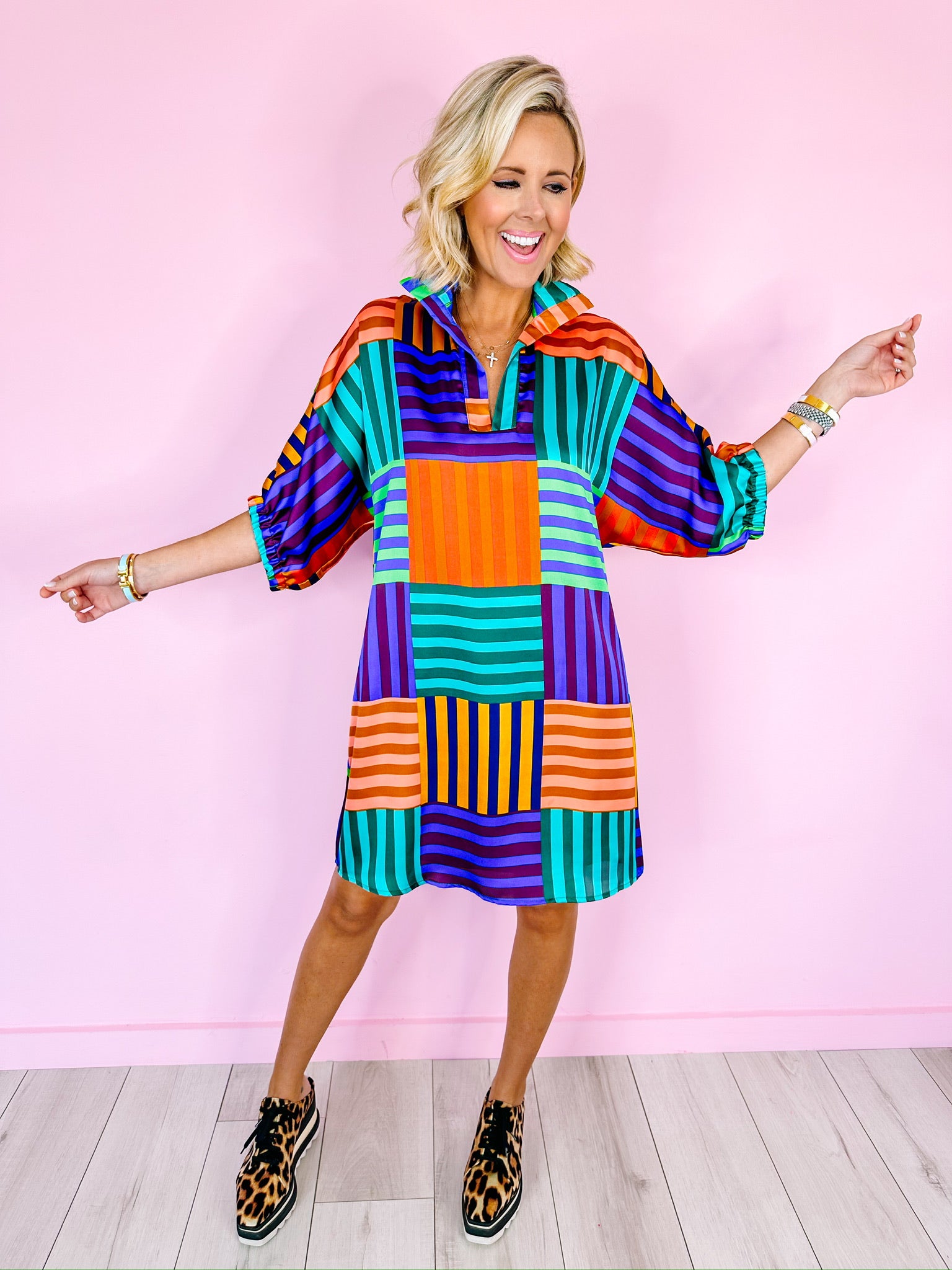 CHARLOTTE COLORBLOCK STRIPE DRESS