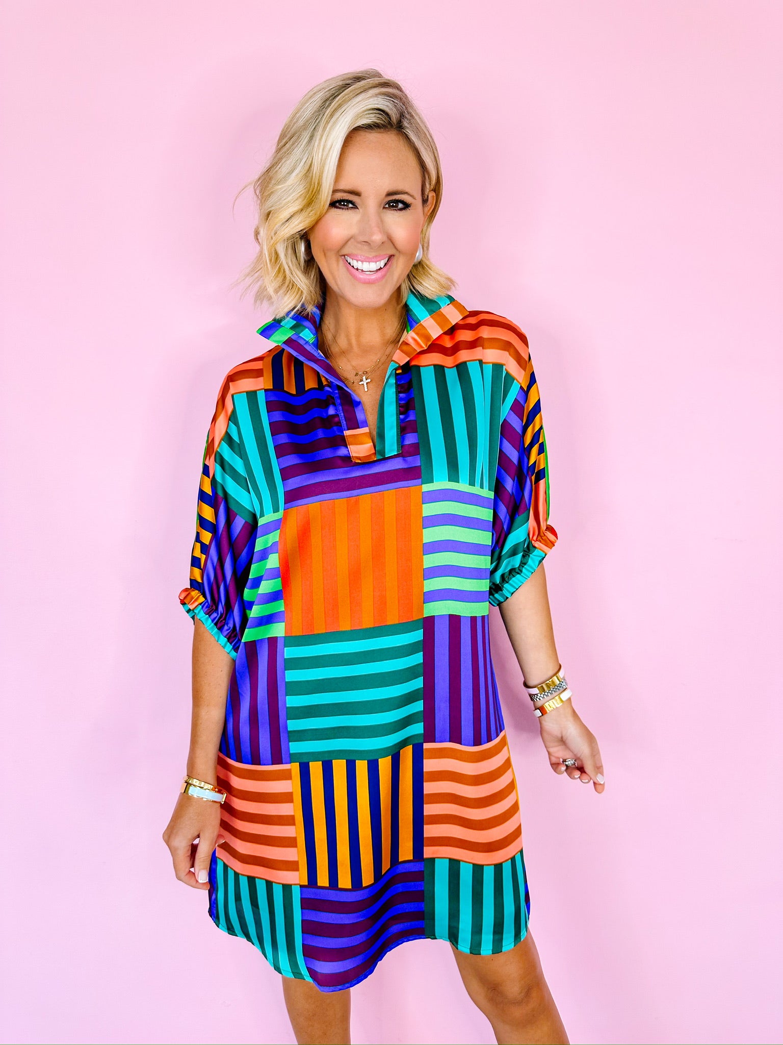 CHARLOTTE COLORBLOCK STRIPE DRESS