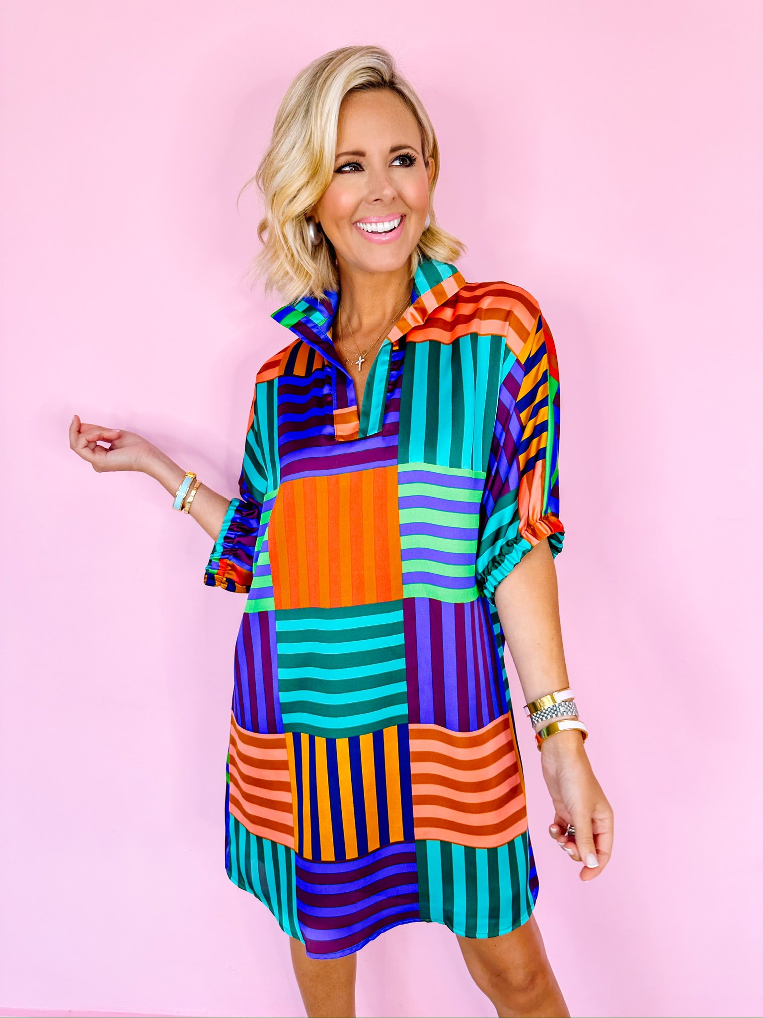 CHARLOTTE COLORBLOCK STRIPE DRESS