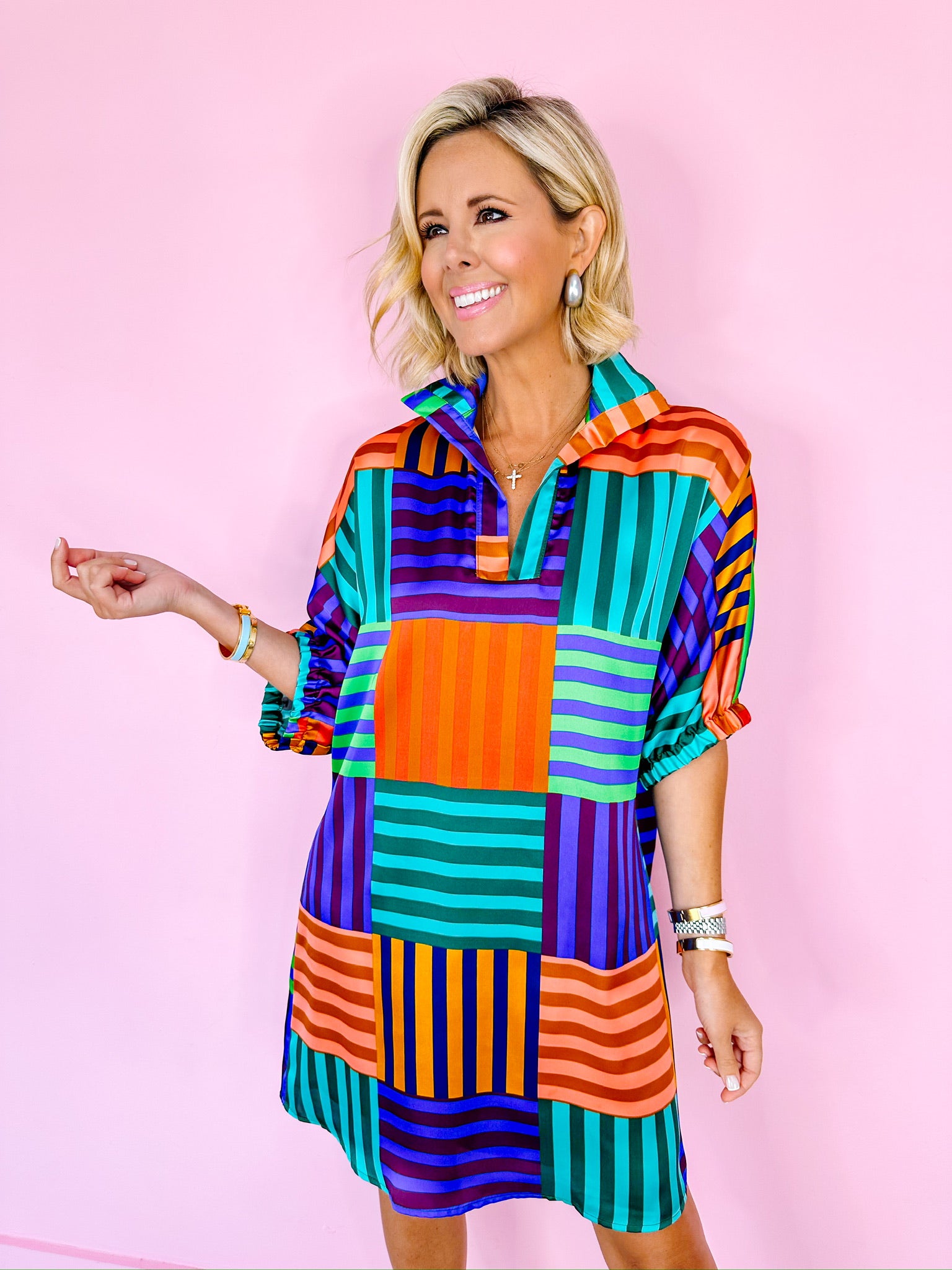 CHARLOTTE COLORBLOCK STRIPE DRESS