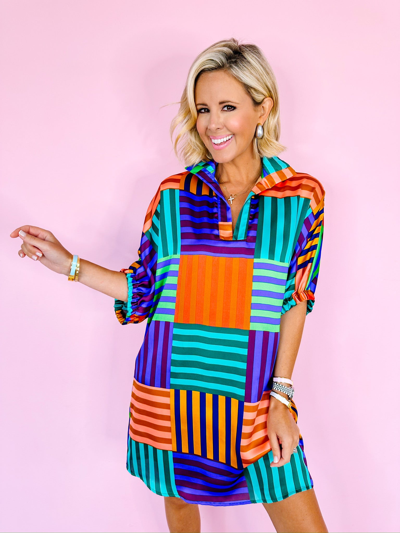 CHARLOTTE COLORBLOCK STRIPE DRESS