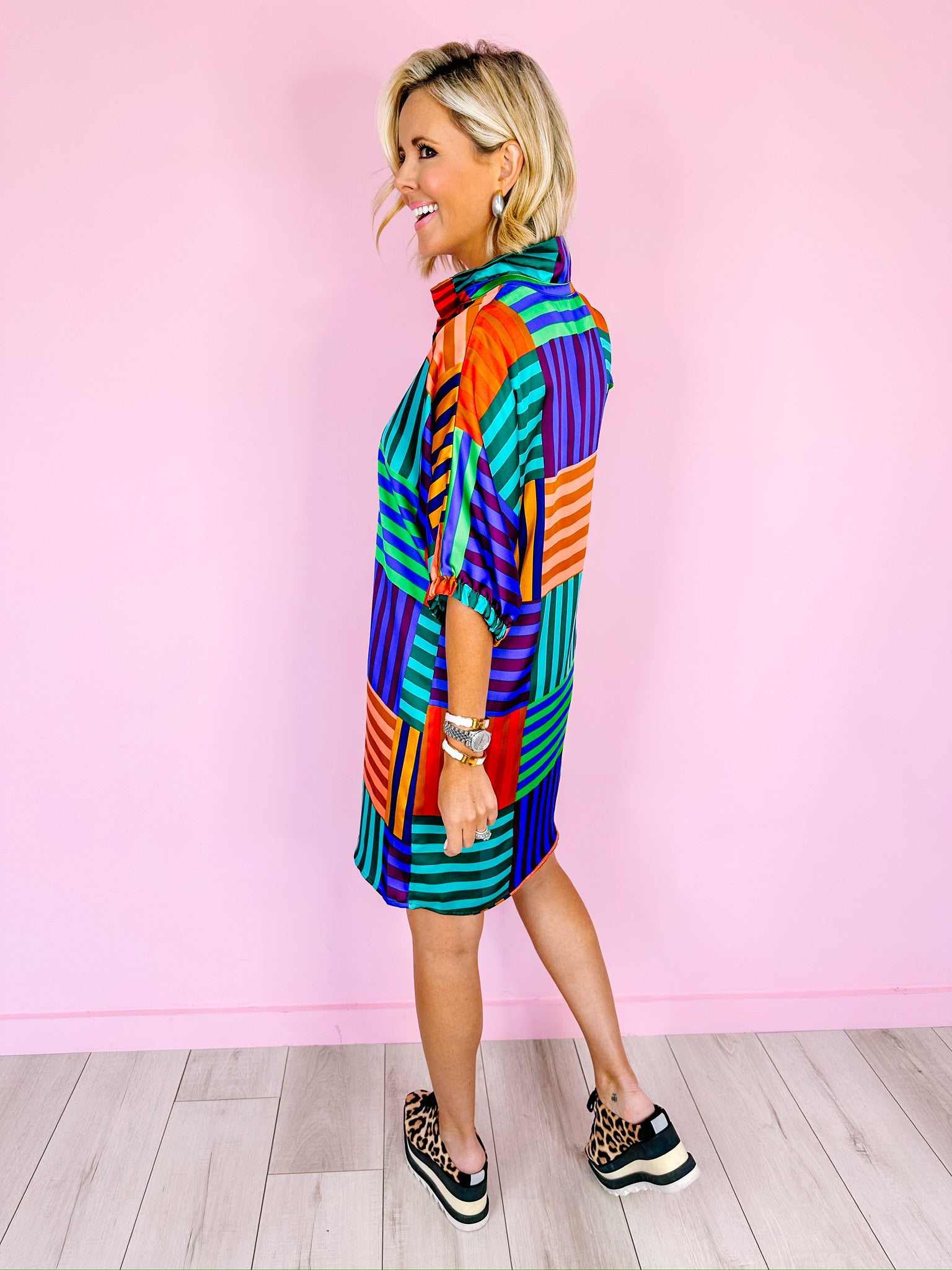 CHARLOTTE COLORBLOCK STRIPE DRESS