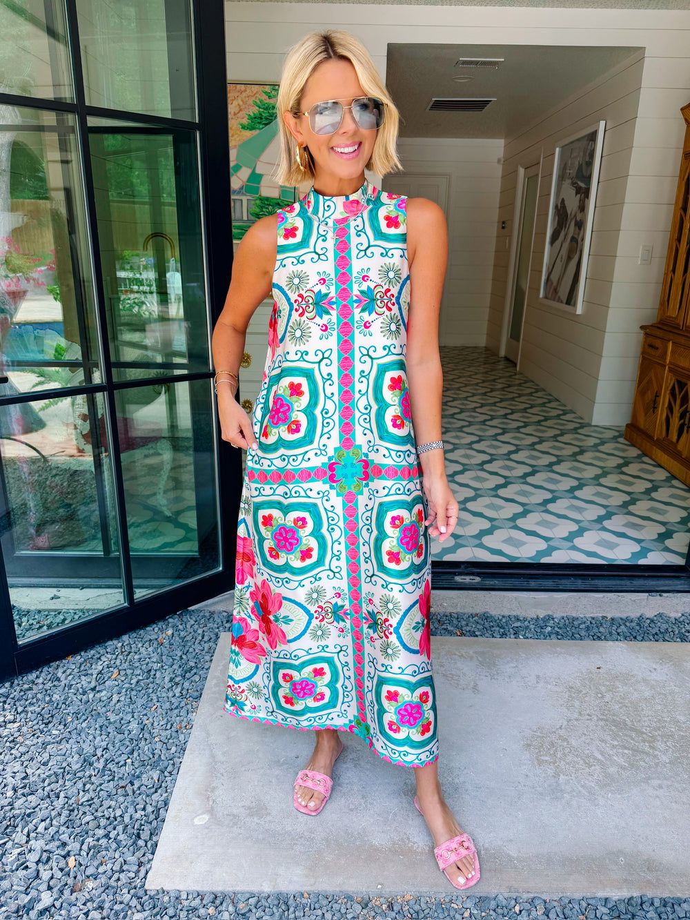 AROUND EVERY CORNER FLORAL MOTIF MAXI DRESS