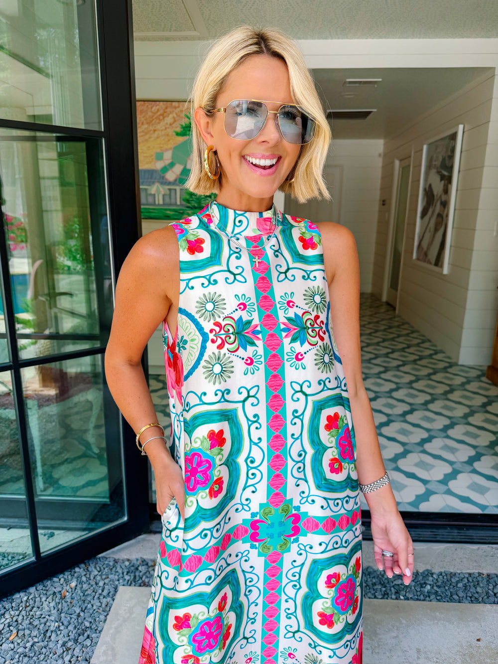 AROUND EVERY CORNER FLORAL MOTIF MAXI DRESS