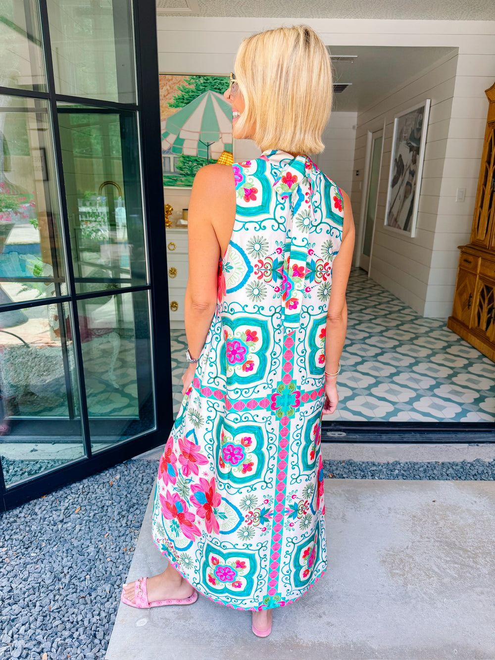 AROUND EVERY CORNER FLORAL MOTIF MAXI DRESS