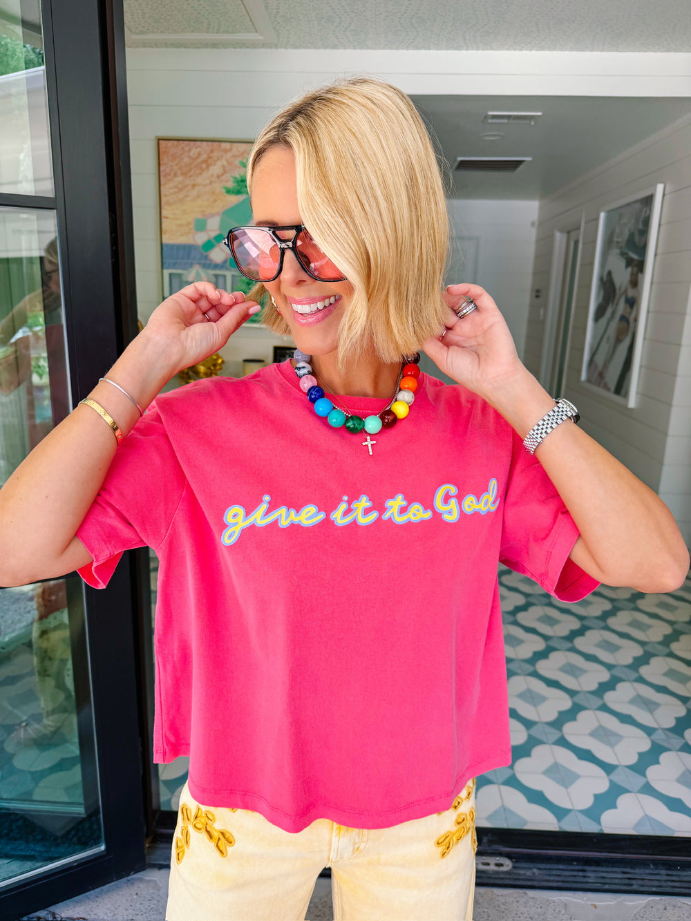 GIVE IT TO GOD TEE - STRAWBERRY