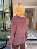 I DON'T KNOW I JUST WORK HERE SWEATER - BROWN