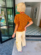 SEEING STAR EMBROIDERED TOP - RUST