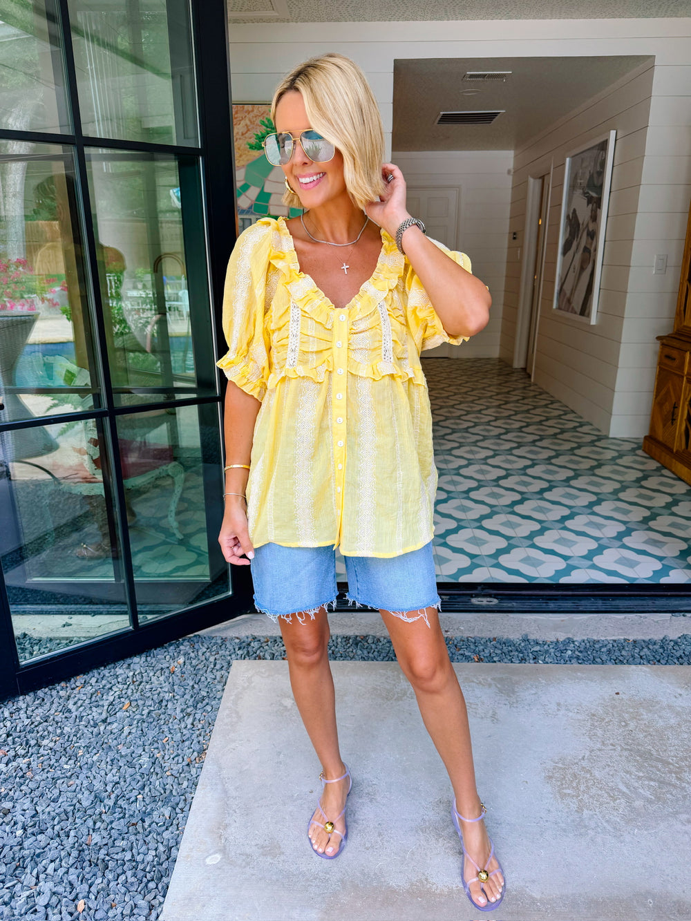ETERNAL SUNSHINE RUFFLE TOP - YELLOW