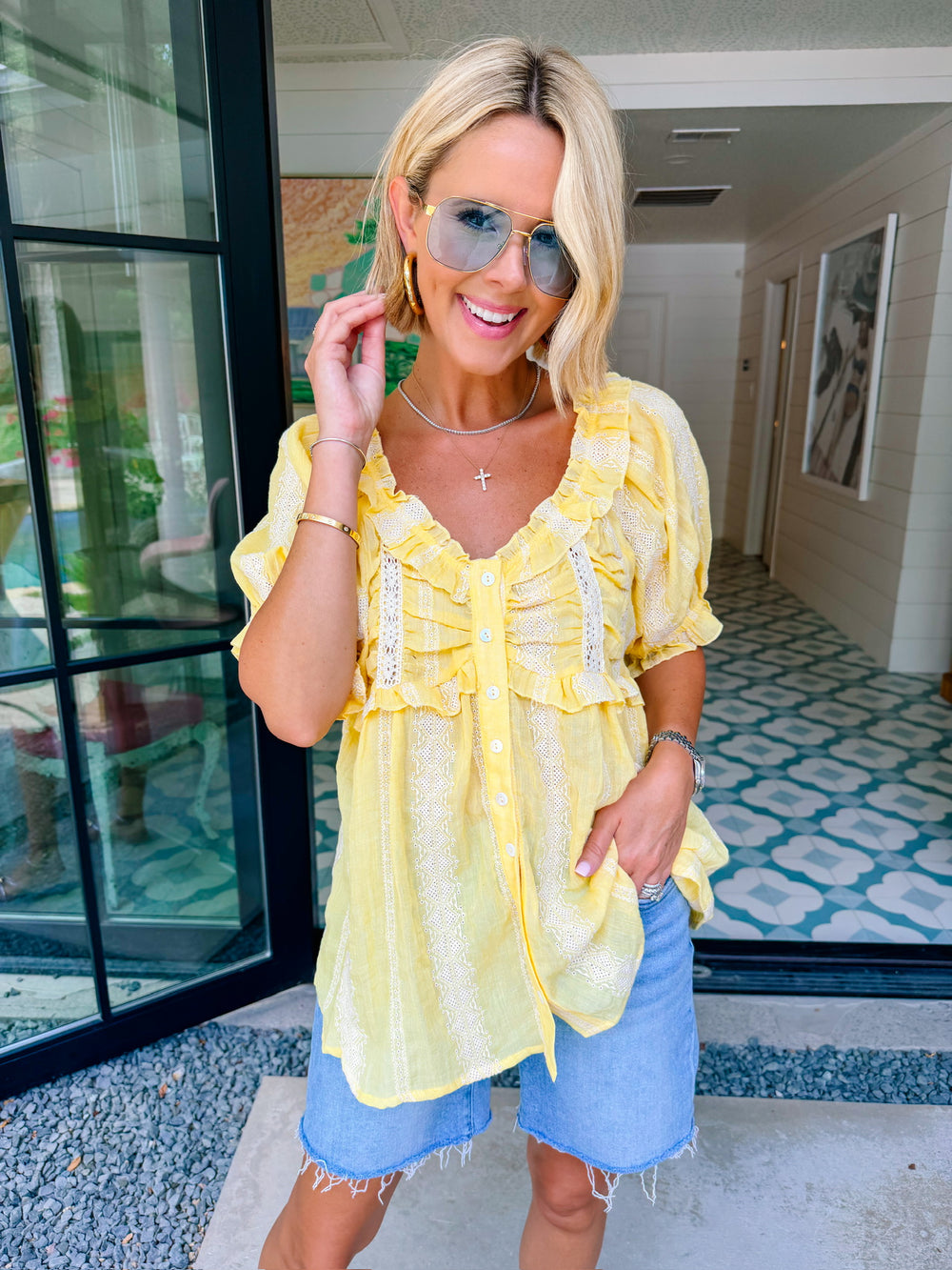 ETERNAL SUNSHINE RUFFLE TOP - YELLOW