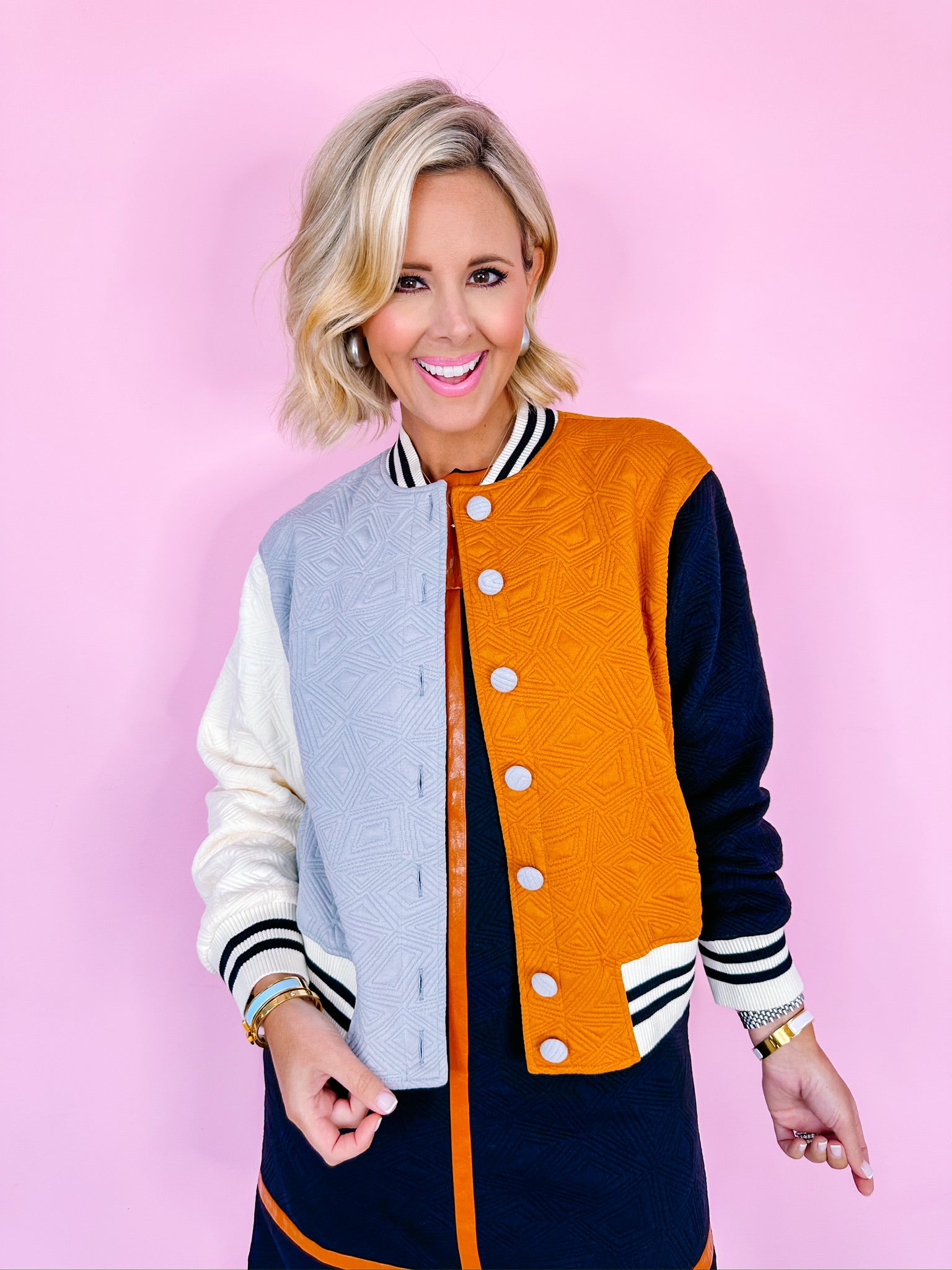 KARA COLORBLOCK TEXTURED JACKET