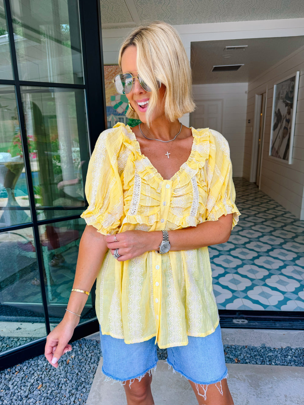 ETERNAL SUNSHINE RUFFLE TOP - YELLOW