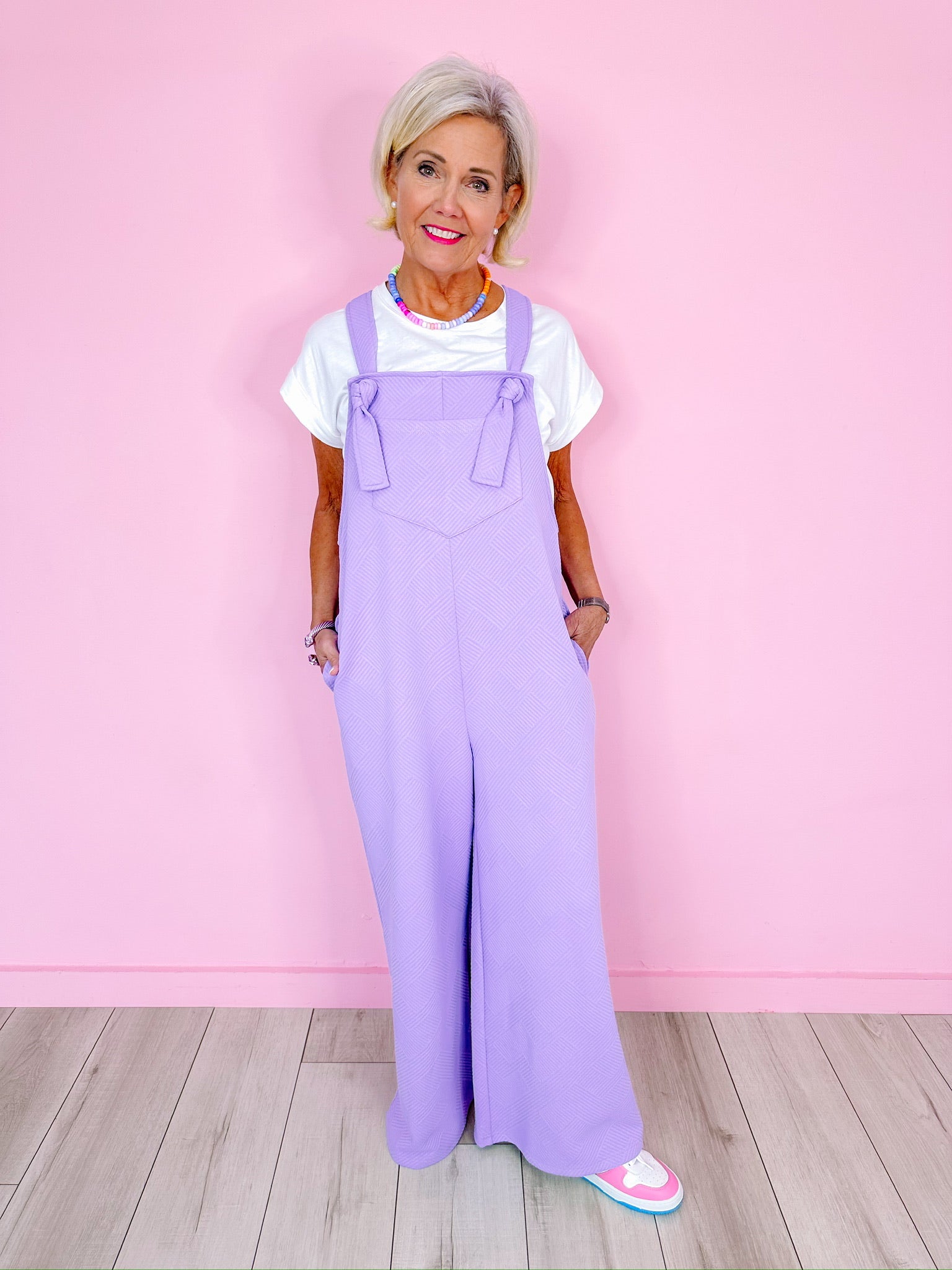 TINSLEY TEXTURED FRONT POCKET JUMPSUIT - LAVENDER