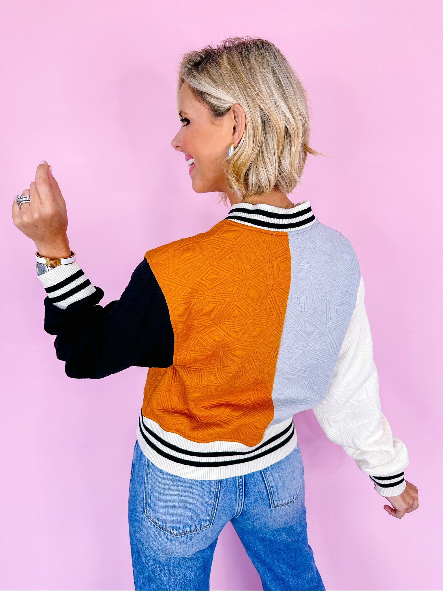 KARA COLORBLOCK TEXTURED JACKET