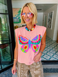 FIND JOY WHEREVER YOU ARE  MUSCLE TEE - PEACH