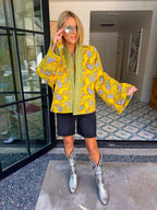 PAISLEY IN THE WINDY FIELDS QUILTED JACKET - CHARTREUSE