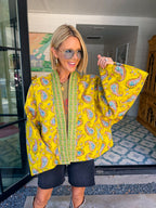 PAISLEY IN THE WINDY FIELDS QUILTED JACKET - CHARTREUSE