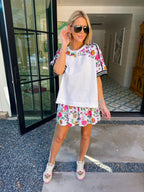 PLAY IT COOL LACE TRIM FLORAL TOP - WHITE