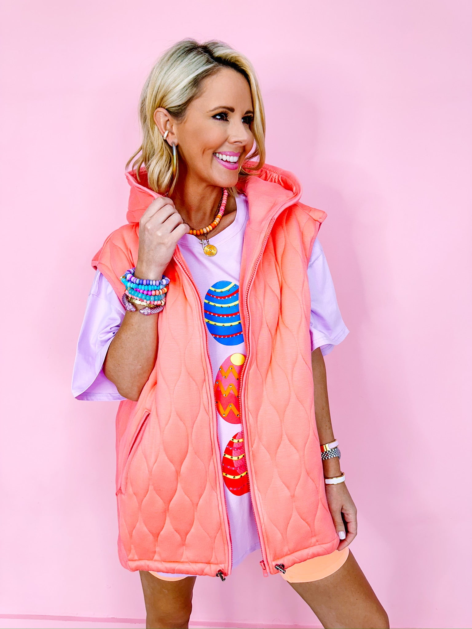 IN MOTION QUILTED VEST - CORAL