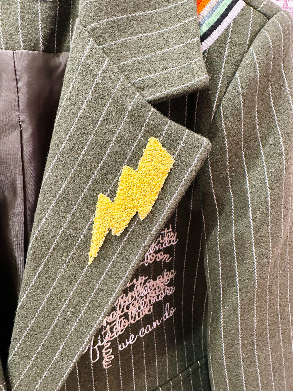 ALAYNA GIRL GANG PINSTRIPE BLAZER - GREEN